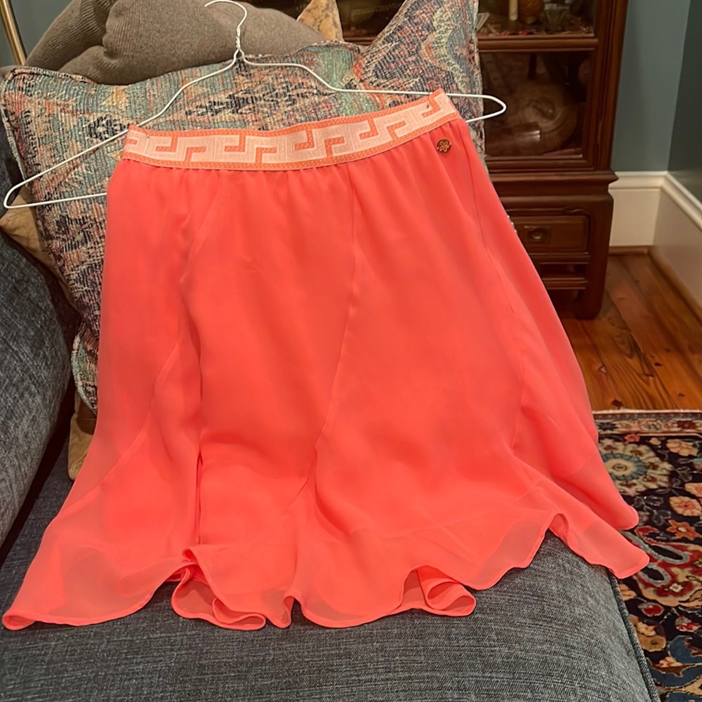 Matilda Jane coral chiffon flowing skirt with elastic band, cotton lining  new
